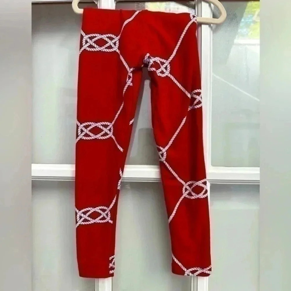LuLaRoe | Red Nautical Knot Kids Leggings Size S/M 2-4